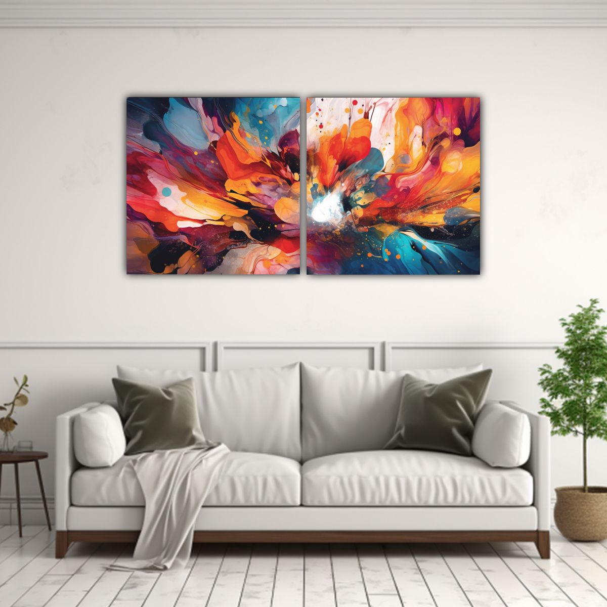 GENERICO - Díptico Abstracto Colorido Arte Decorativo 100x50 Cm