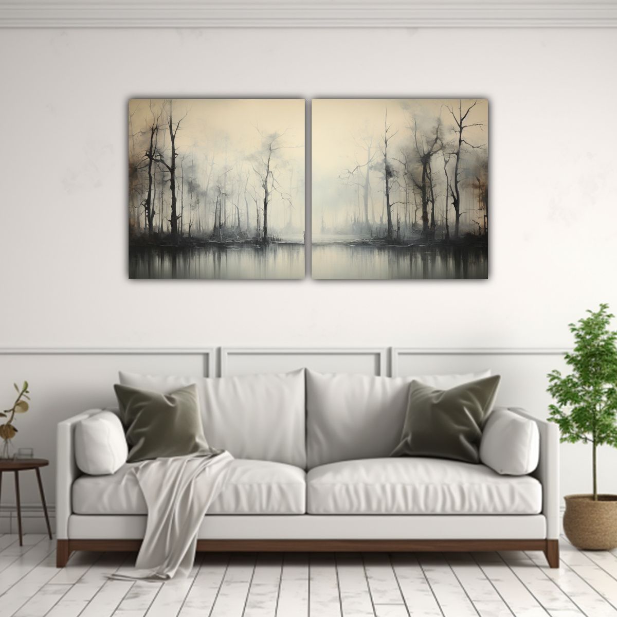 GENERICO - Cuadros Estilo Galería Para Oficina Bosque De 60x30 Cm