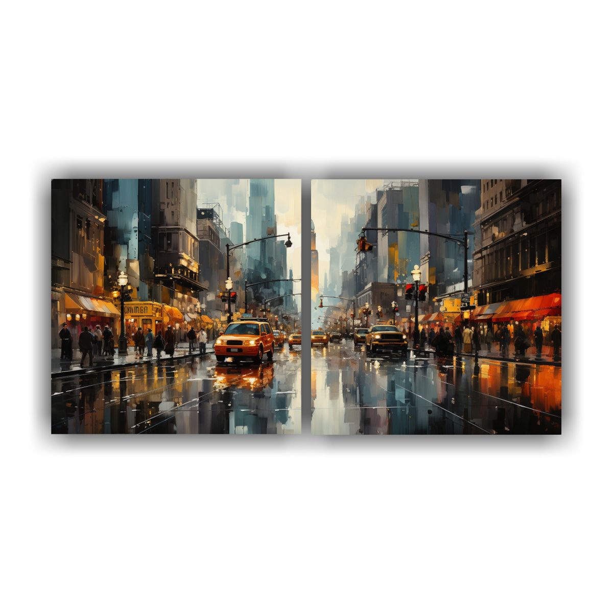 GENERICO - Pintura Ciudad Calle Hermosa Variada En Set 2 80x40 Cm