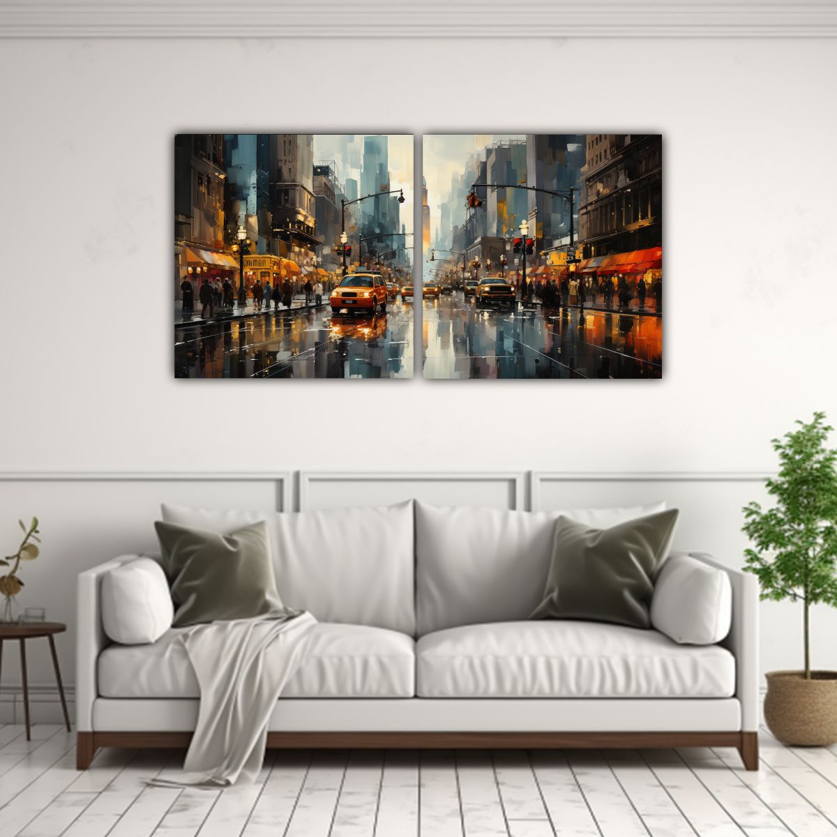 GENERICO - Pintura Ciudad Calle Hermosa Variada En Set 2 80x40 Cm