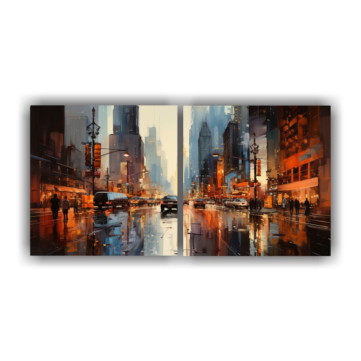 GENERICO - Cuadro Composición Figuras Calle Ciudad Variadas 60x30 Cm