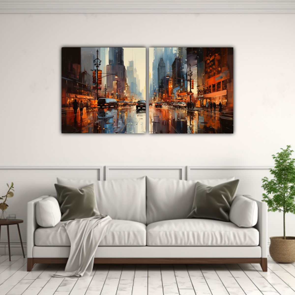 GENERICO - Cuadro Composición Figuras Calle Ciudad Variadas 60x30 Cm