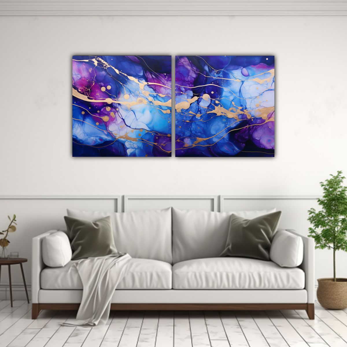 GENERICO - Pintura Moderna Original De Mármol Azul Y 100x50 Cm