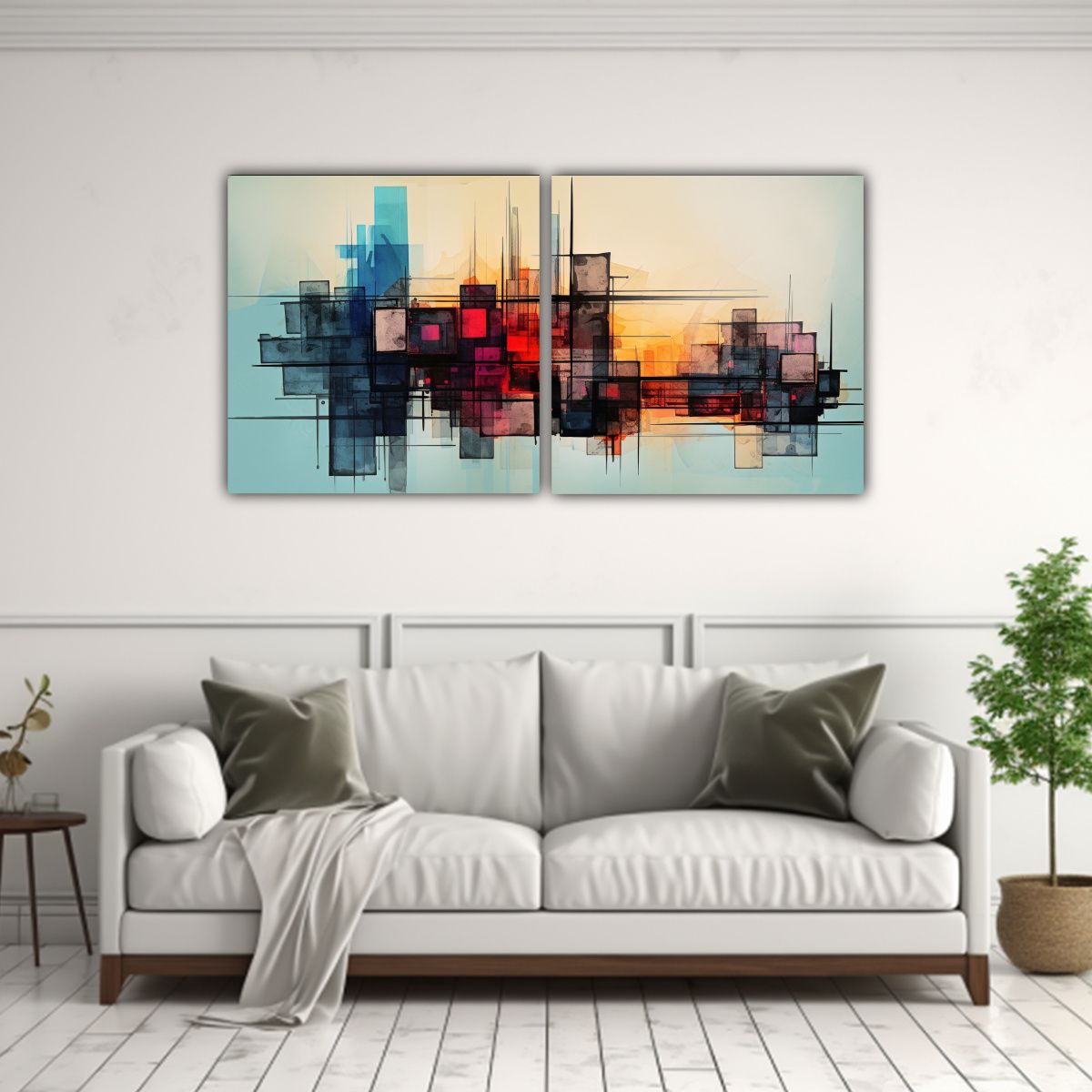 GENERICO - Cuadros Estilo Galería Fusión De Tinta 80x40 Cm