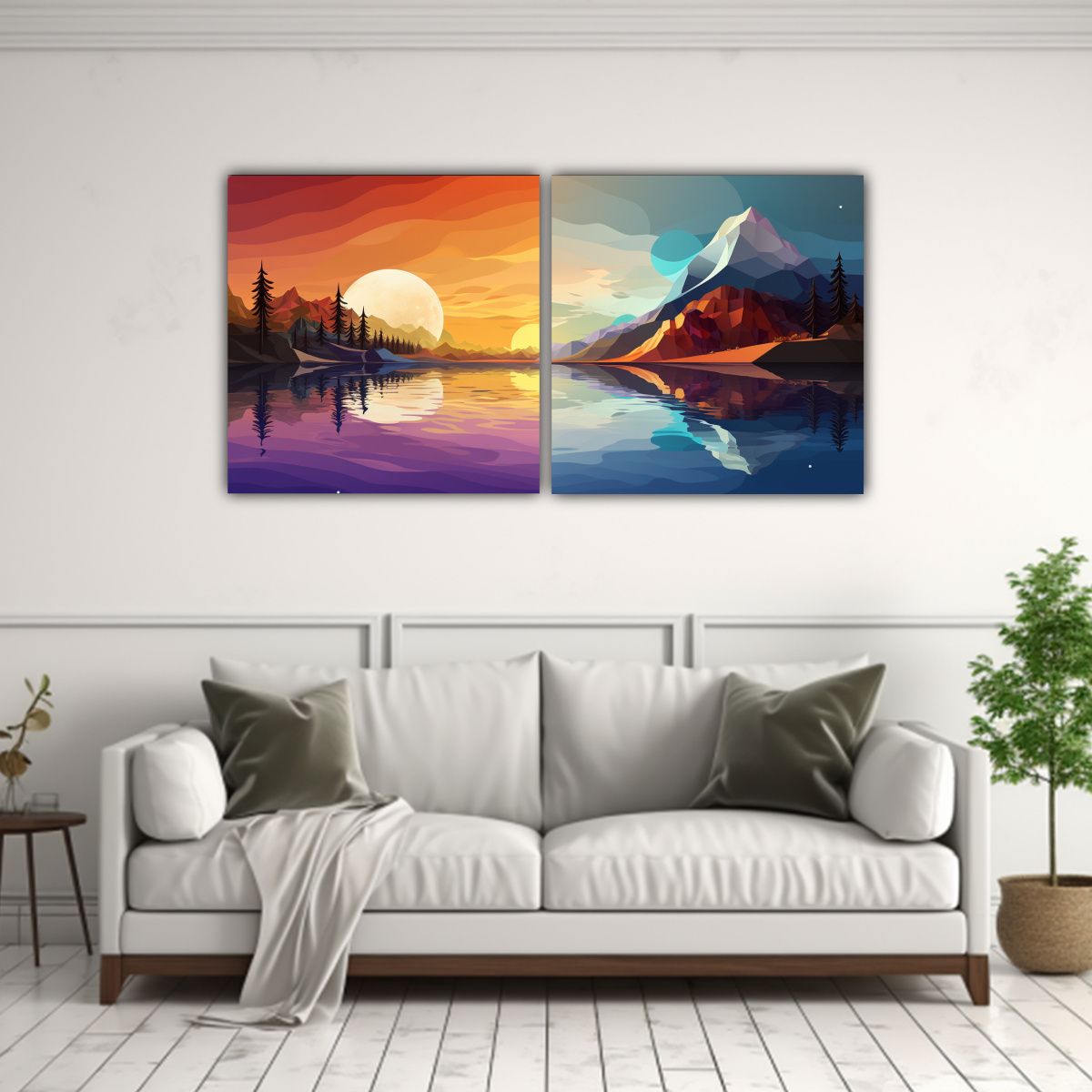 GENERICO - Paisajes Surrealistas Abstractos Estilo Plano Con 80x40 Cm