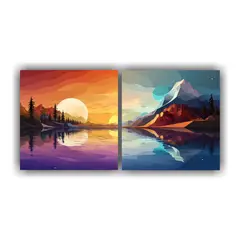 GENERICO - Paisajes Surrealistas Abstractos Estilo Plano Con 60x30 Cm