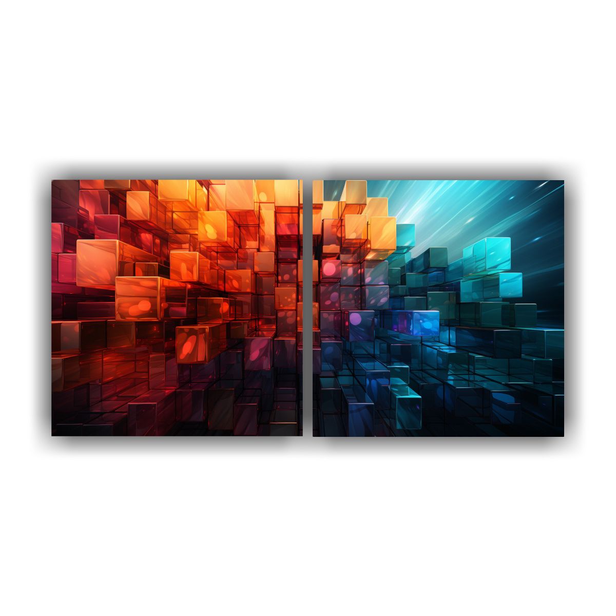 GENERICO - Pinturas Abstractas Con Cuadrados De Colores 60x30 Cm