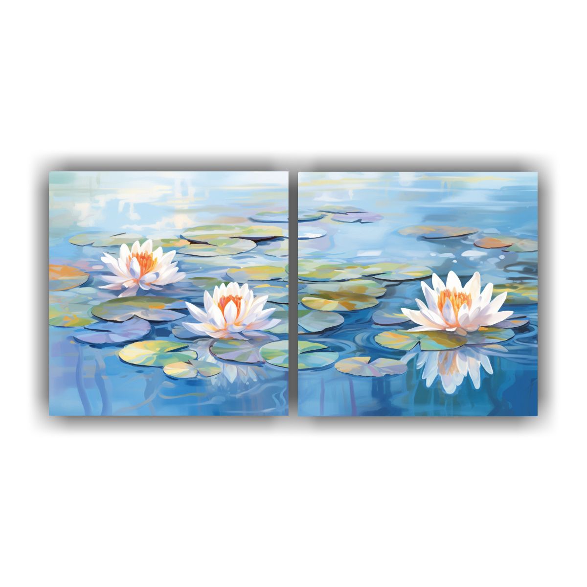 GENERICO - Diptico Acuarela Serena Lirios De Agua Monet 100x50 Cm