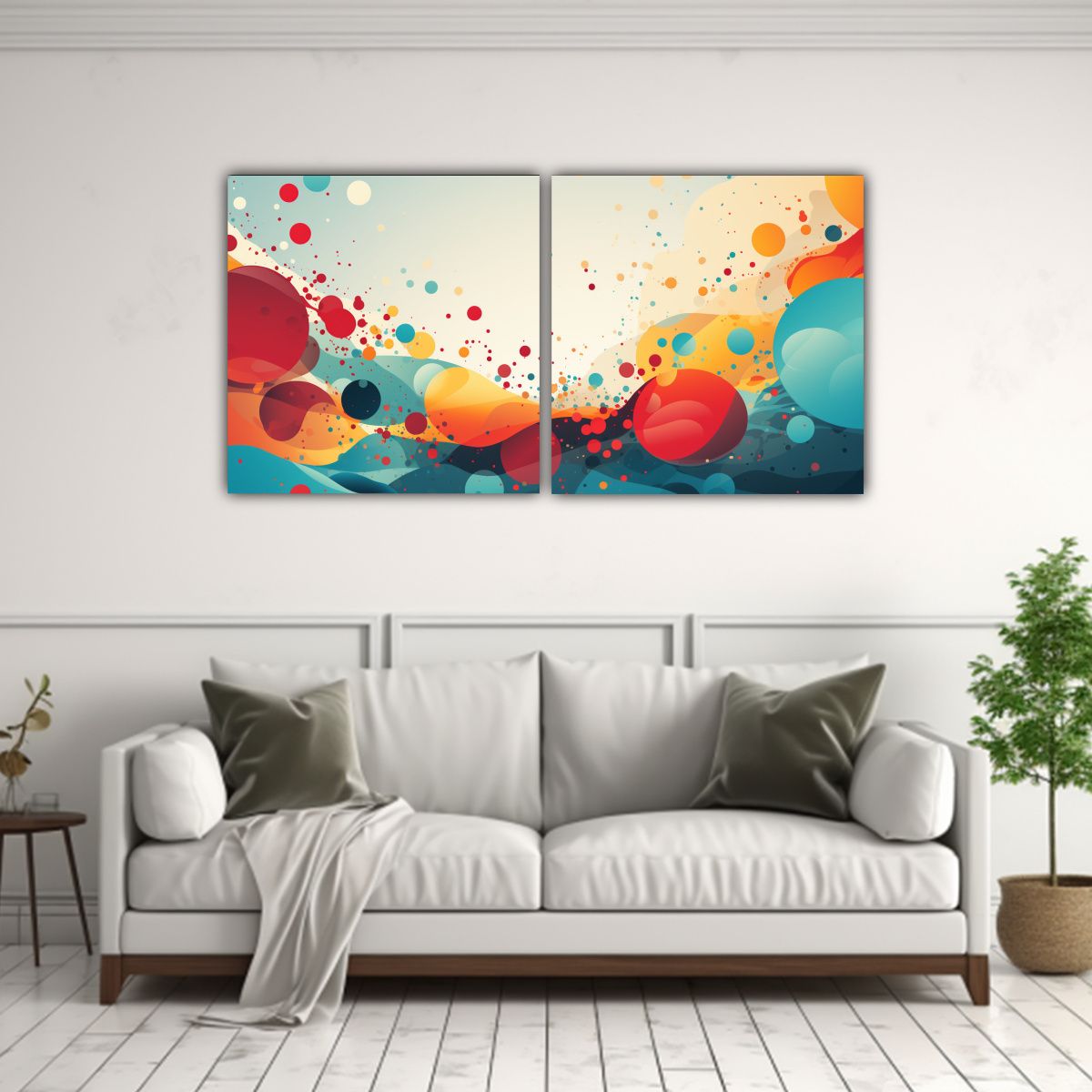 GENERICO - Pintura Abstracta En Lienzo Con Puntos Semitonos 60x30 Cm