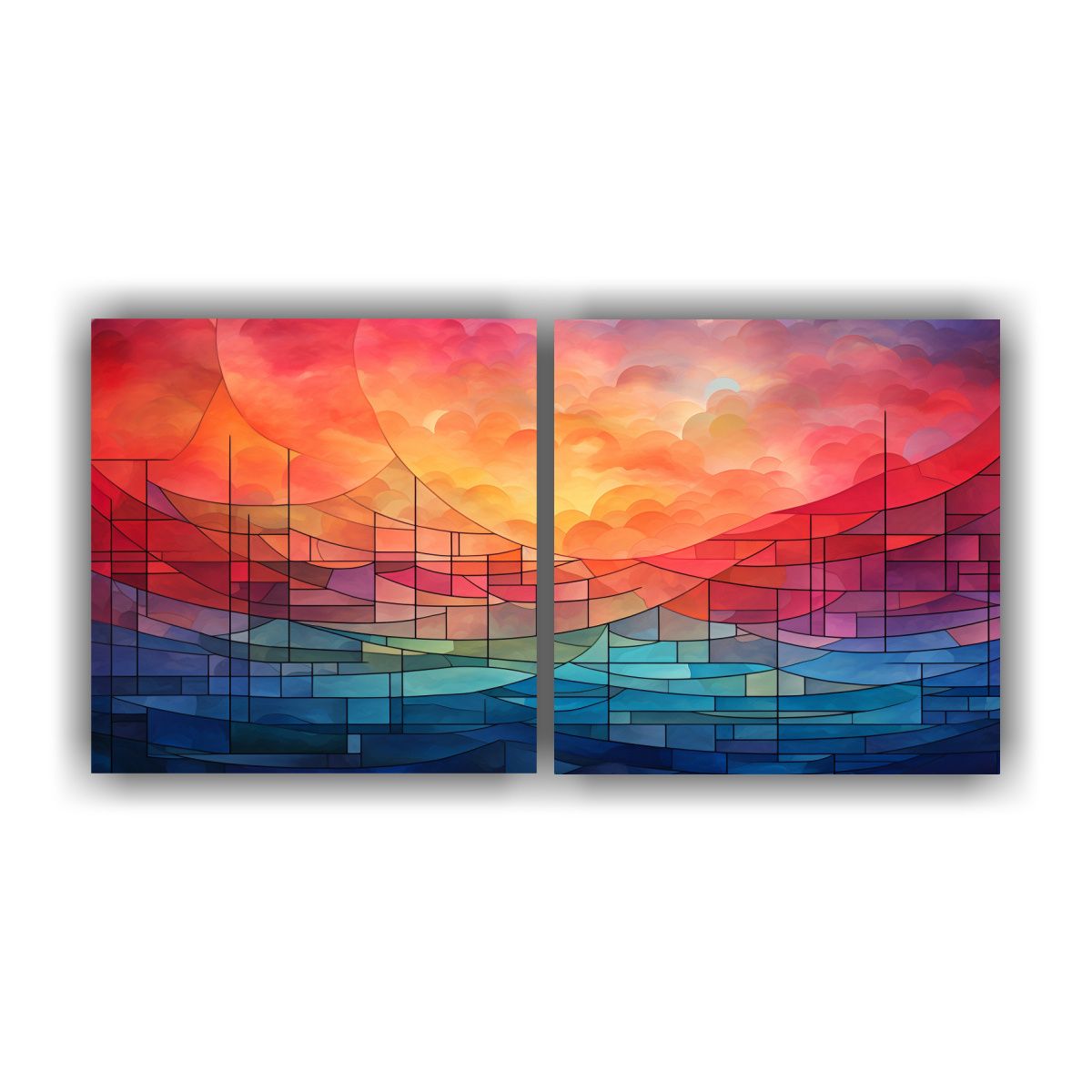 GENERICO - Pinturas Abstractas De Dos Cuadros Comedor 100x50 Cm