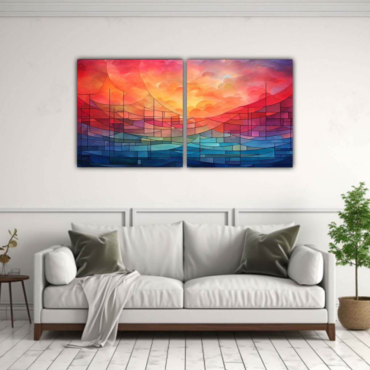GENERICO - Pinturas Abstractas De Dos Cuadros Comedor 100x50 Cm