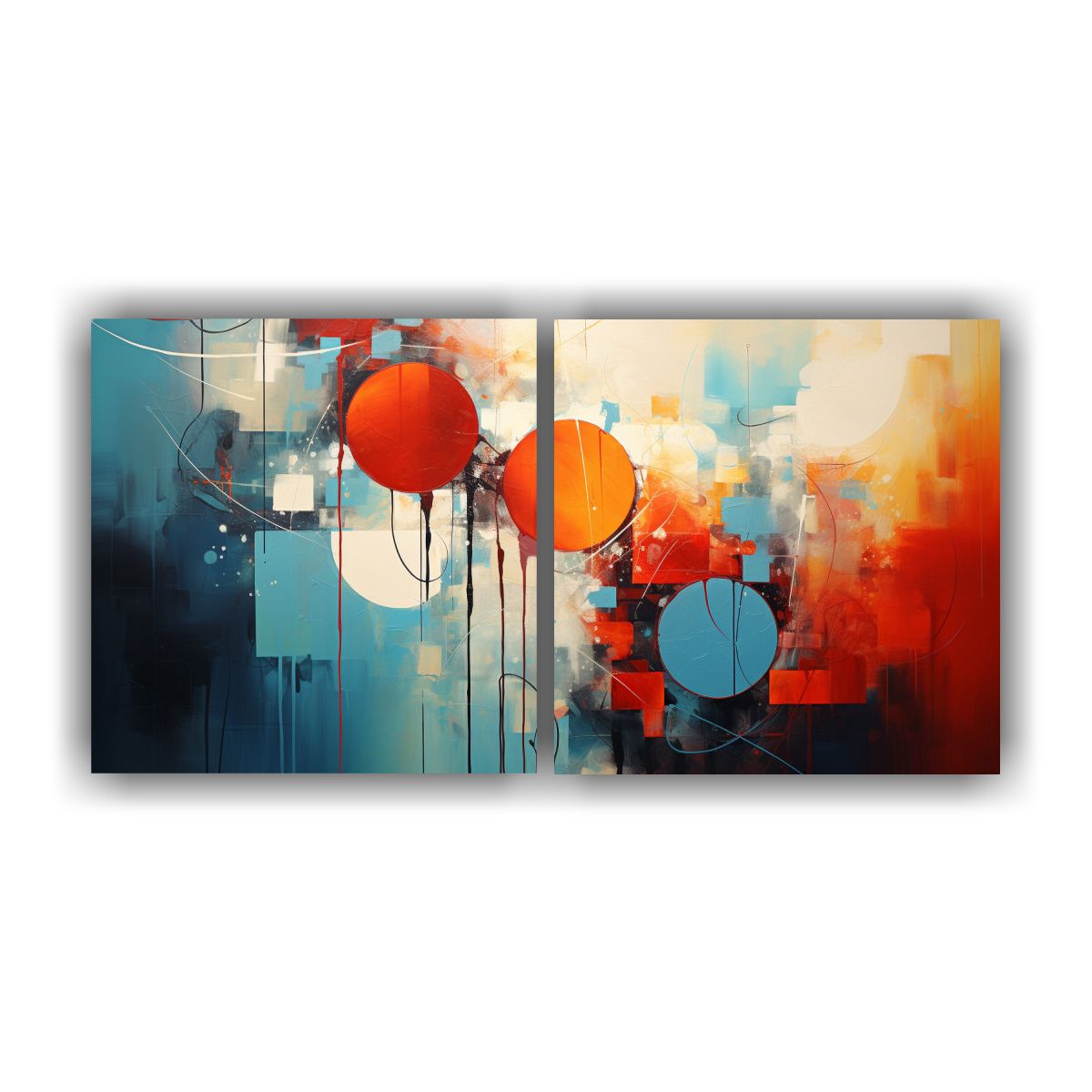 GENERICO - Lienzos Abstractos Rojo Y Azul Con Estilo De 60x30 Cm