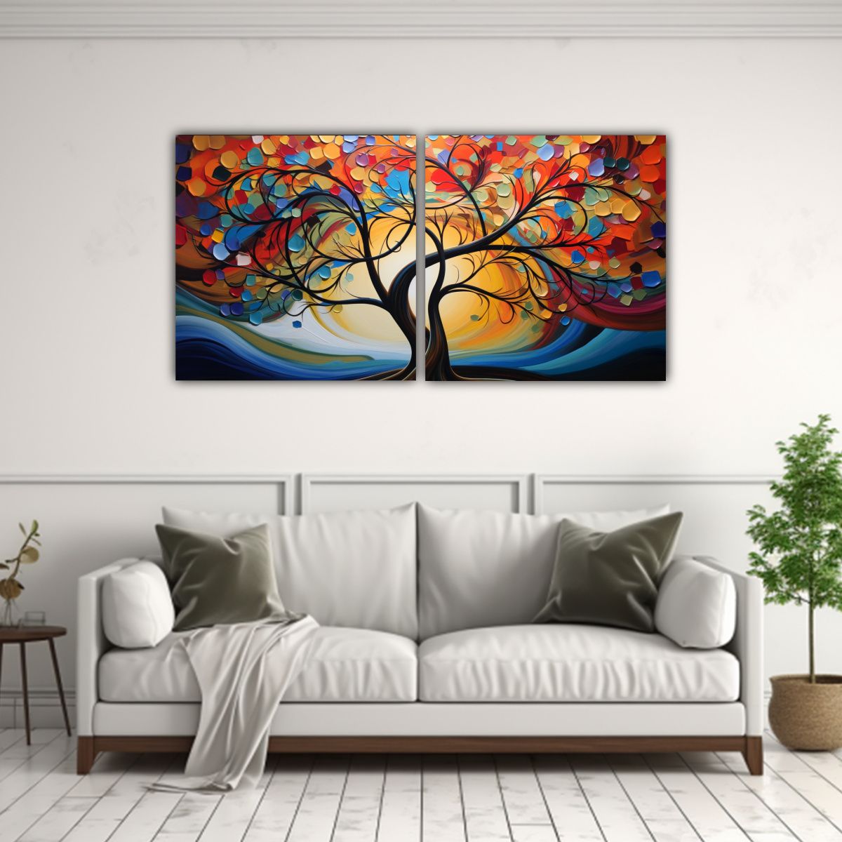 GENERICO - Pintura Abstracta Moderna Inspirada En árbol 80x40 Cm
