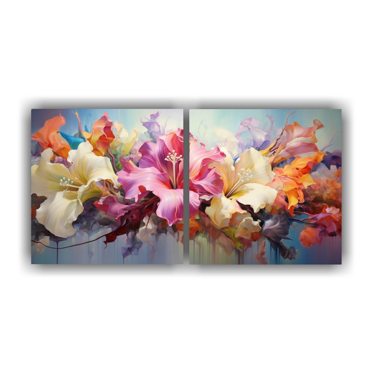 GENERICO - Pinturas Abstractas Modernas En Contraste Flores 80x40 Cm