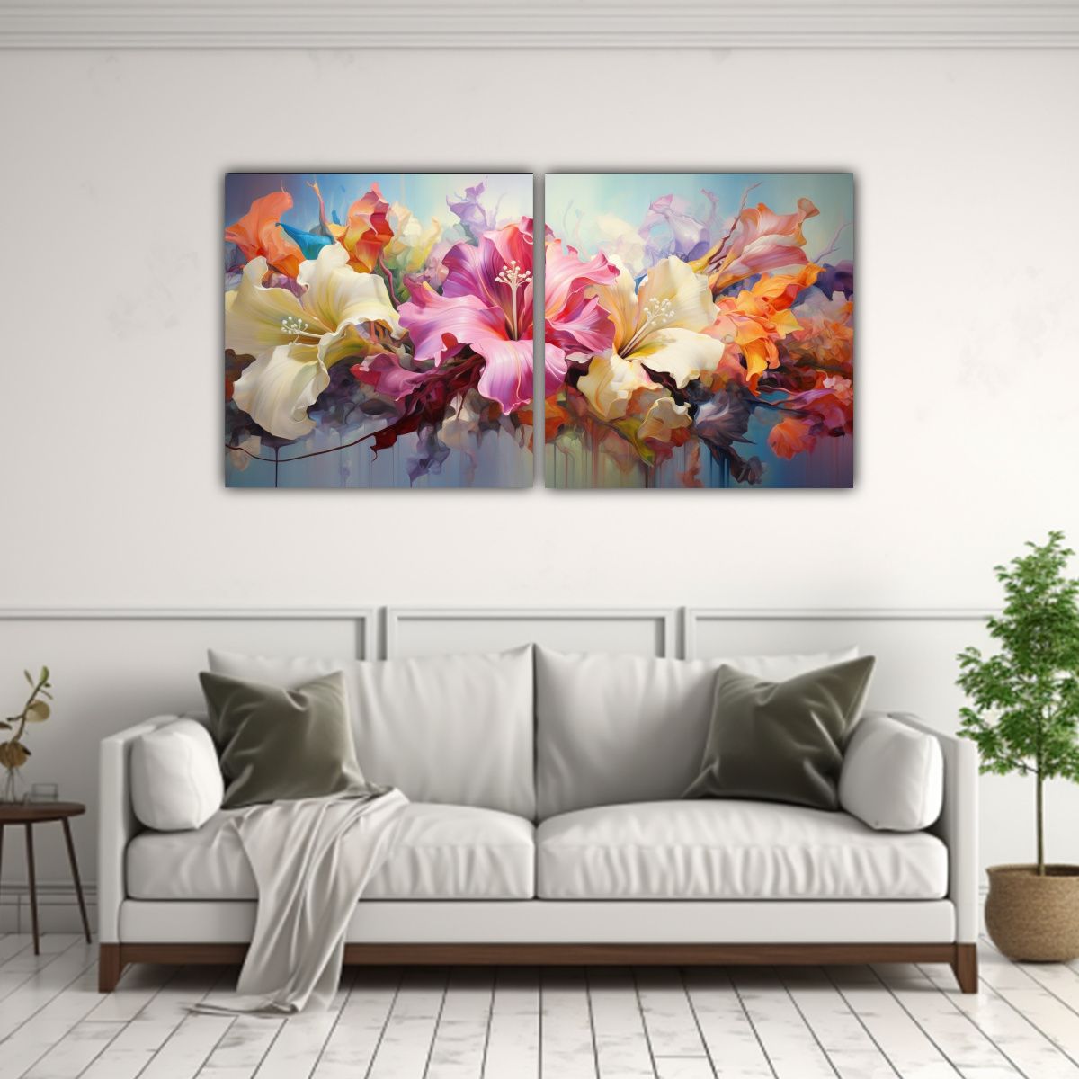 GENERICO - Pinturas Abstractas Modernas En Contraste Flores 80x40 Cm