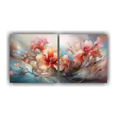 GENERICO - Cuadro Abstracto Flores En Equilibrio - Set De 2 60x30 Cm