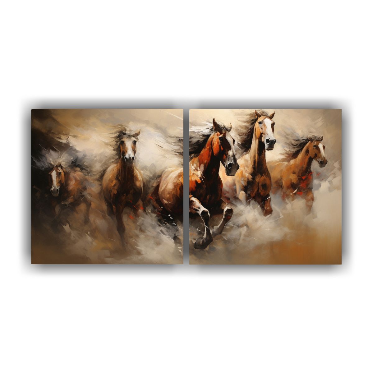 GENERICO - Pinturas Abstractas Caballos Para Comedor Canvas 60x30 Cm