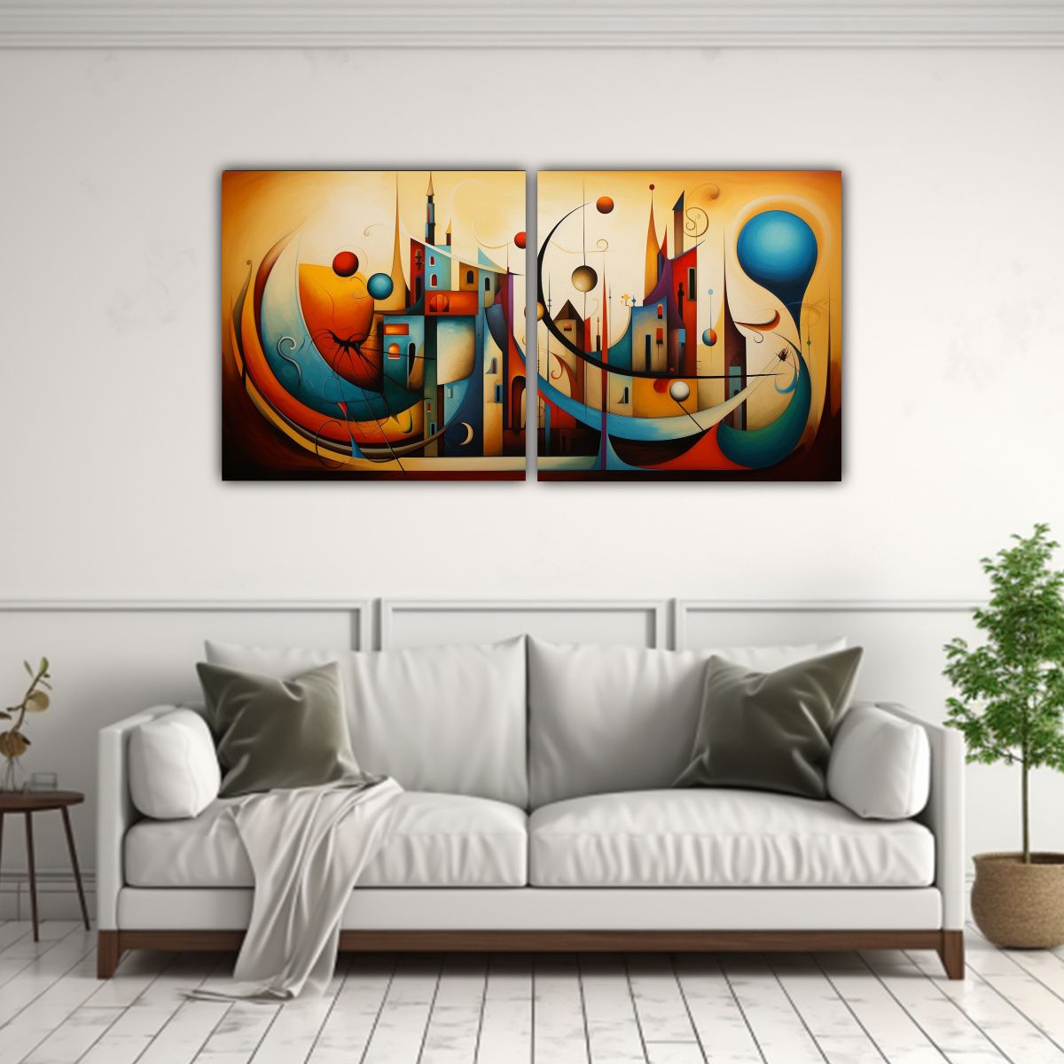 GENERICO - Pinturas Abstractas En Lienzo Composición 100x50 Cm