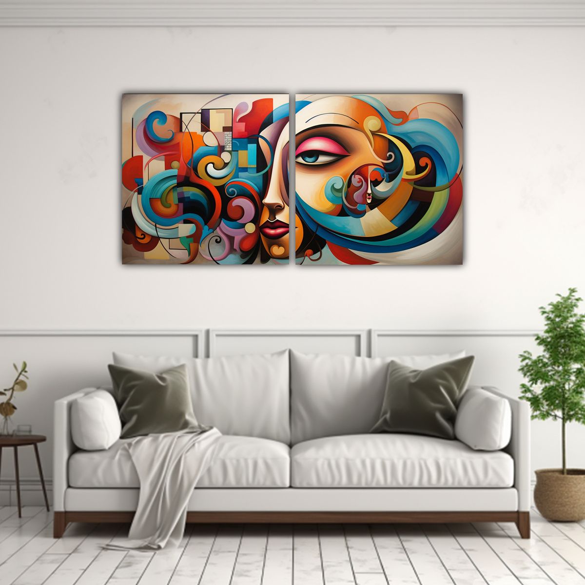 GENERICO - Pinturas Abstractas De Felicidad En Dos Telas En 100x50 Cm