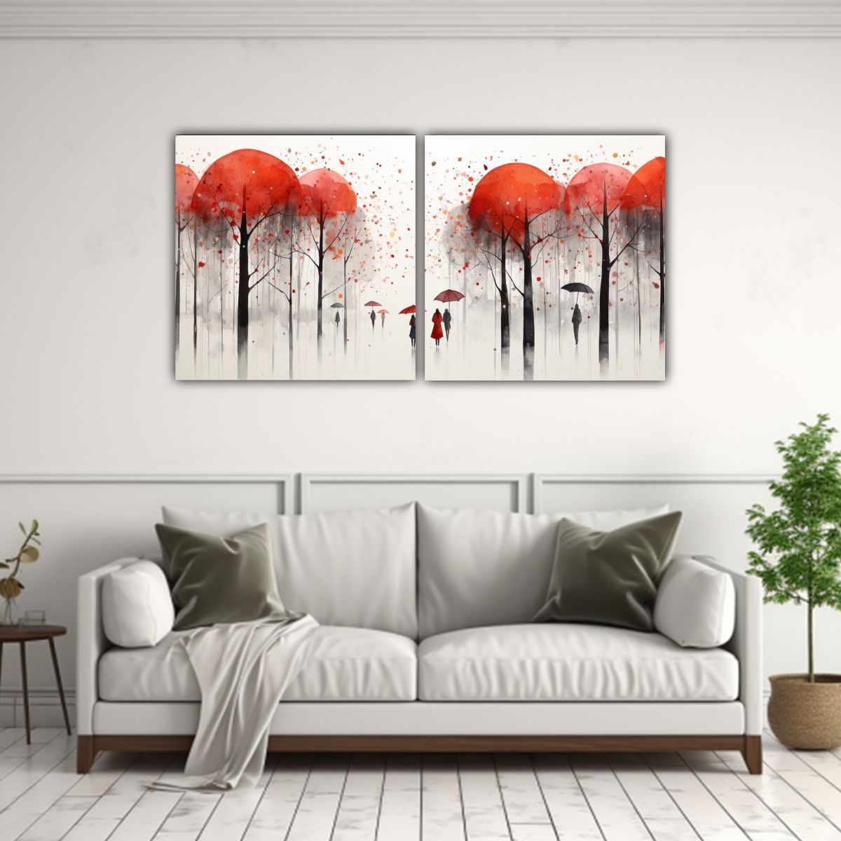 GENERICO - Parejas Bajo La Lluvia En Bastidor Arte 60x30 Cm