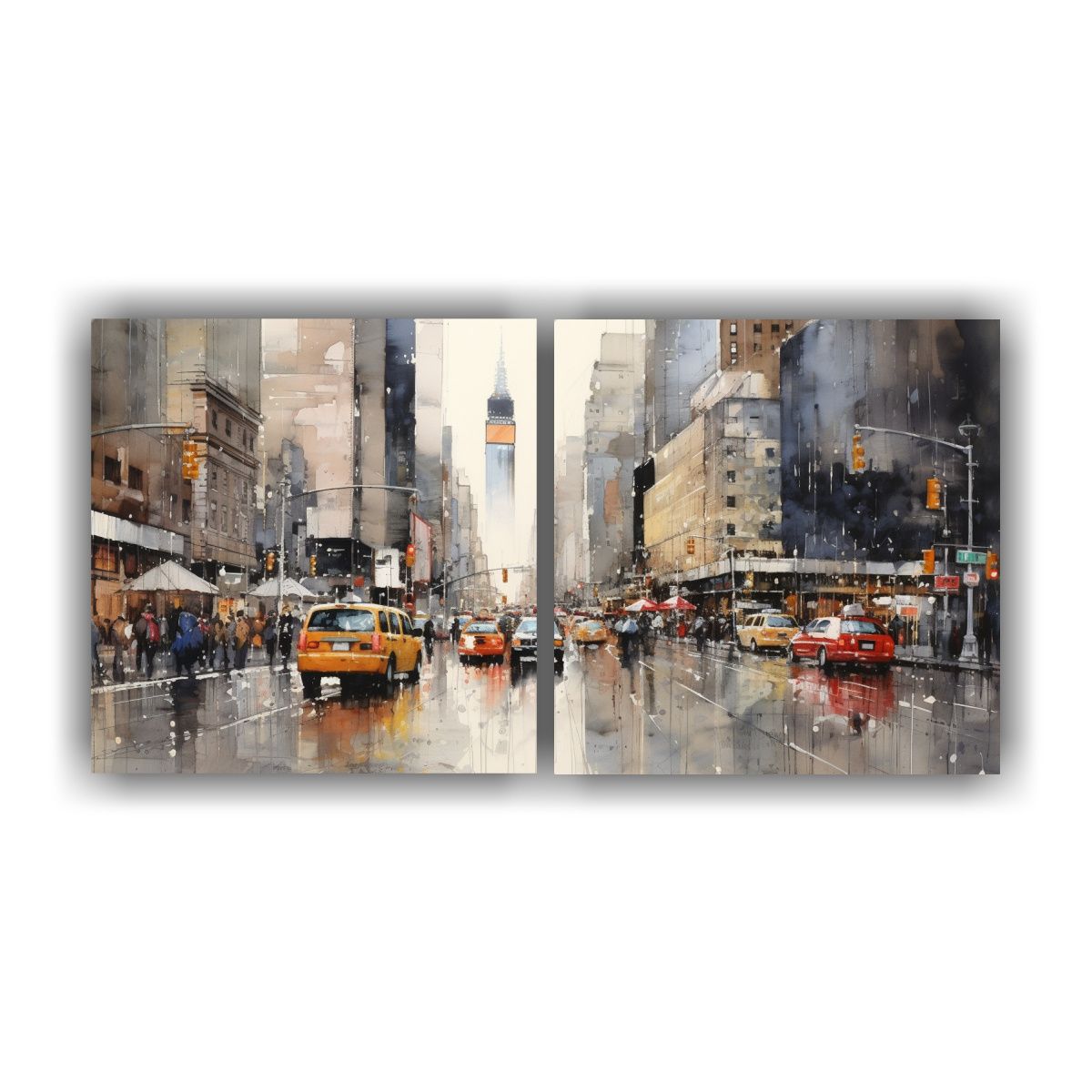 GENERICO - Cuadros Tela Dibujo Moderno New York Estilo Gris 100x50 Cm