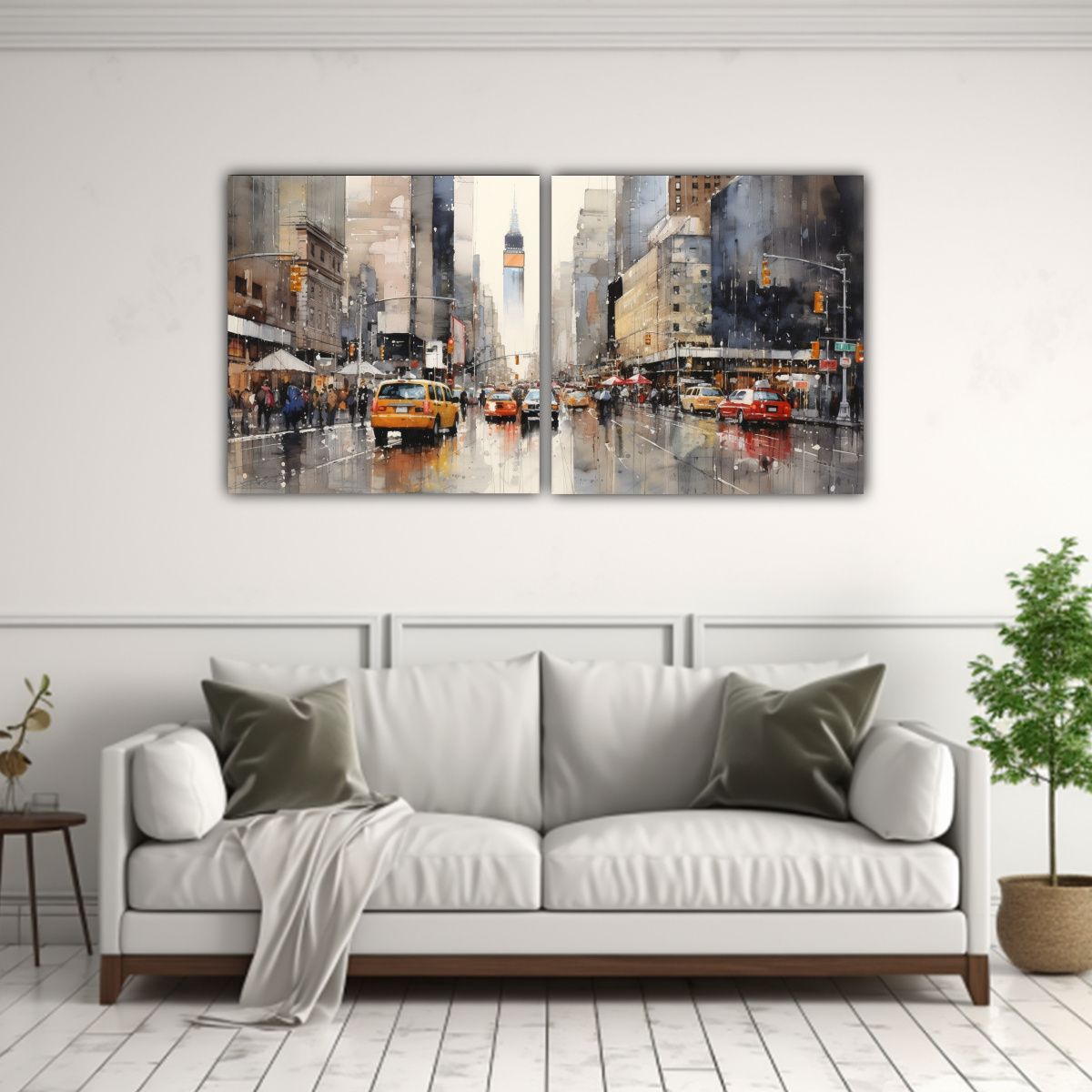 GENERICO - Cuadros Tela Dibujo Moderno New York Estilo Gris 100x50 Cm