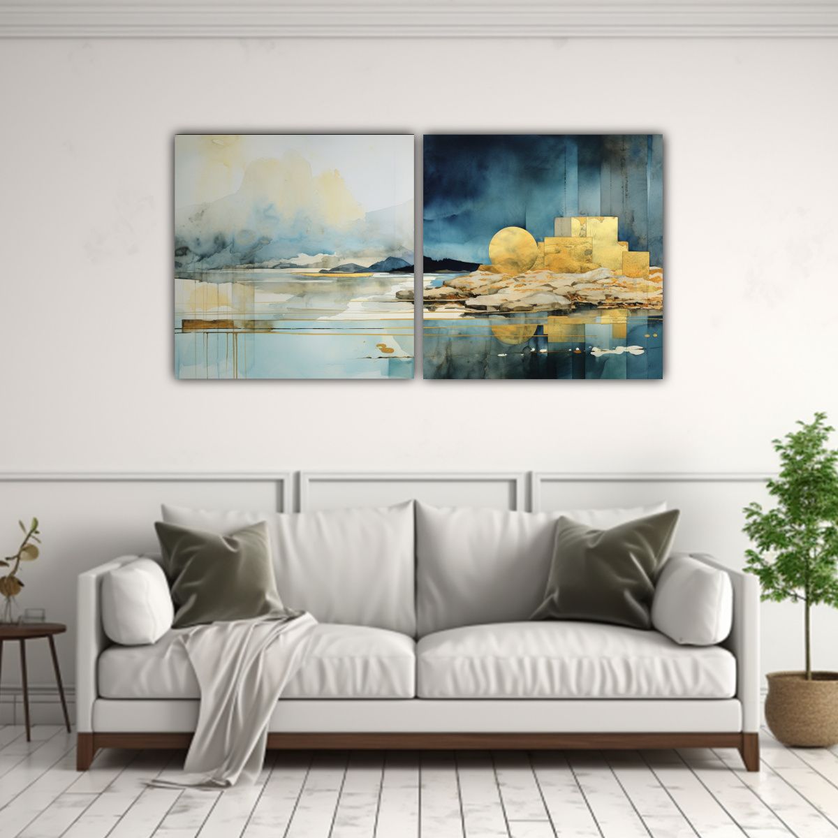 GENERICO - Pintura En Tela Con Vida En Dorado Y Acuarela 80x40 Cm