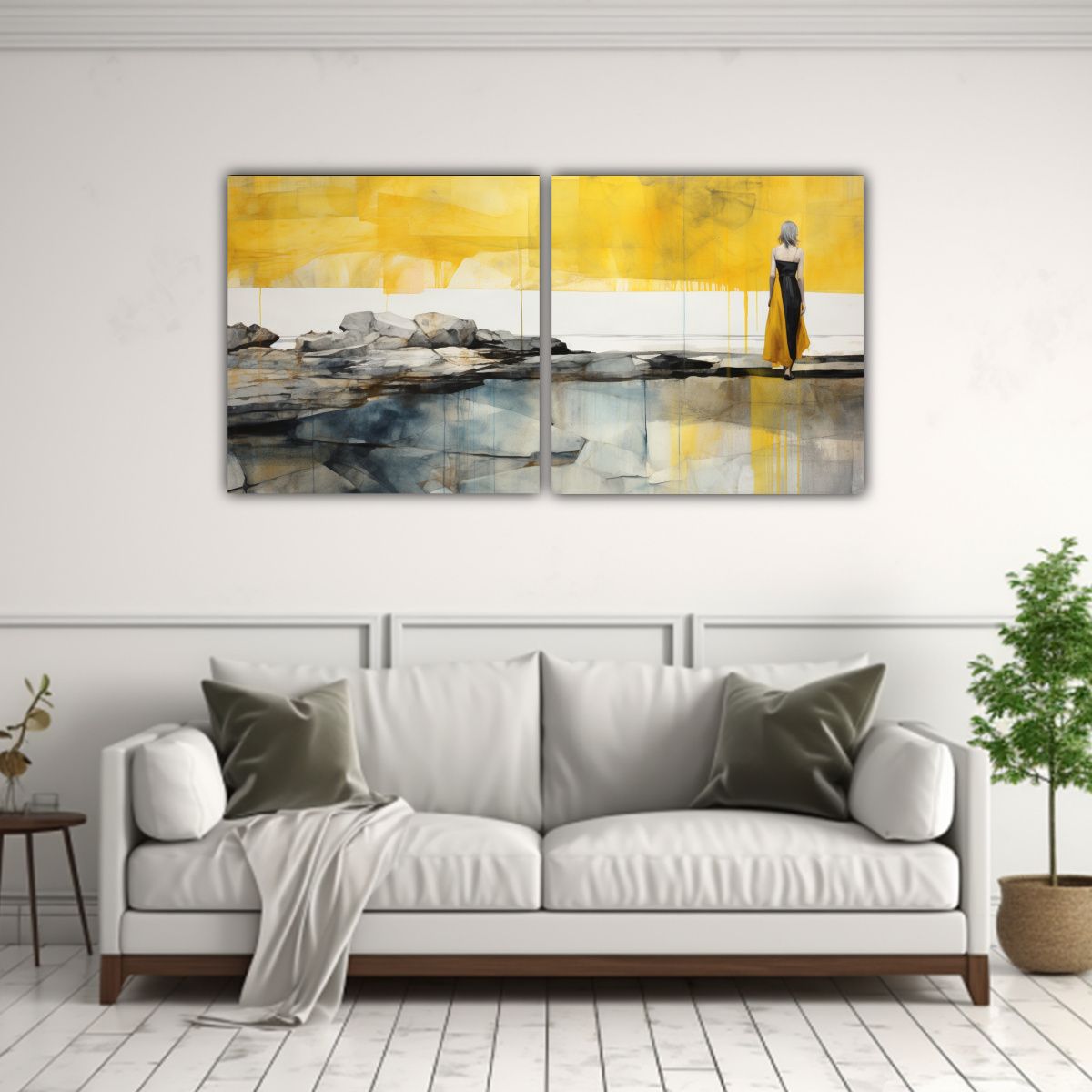 GENERICO - Pintura Dos Cuadros Expresion Armonía Cromática 80x40 Cm