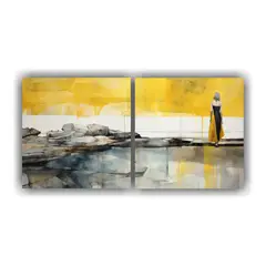 GENERICO - Pintura Dos Cuadros Expresion Armonía Cromática 60x30 Cm