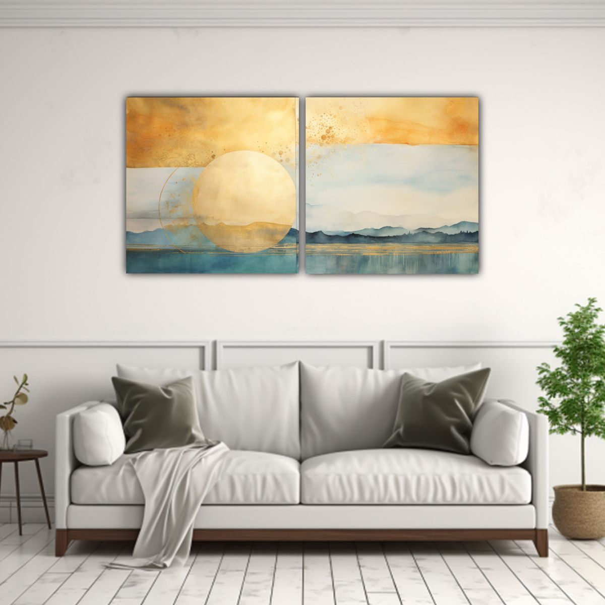 GENERICO - Conjunto 2 Lienzos Imagen Hogar Deco Pintura 80x40 Cm