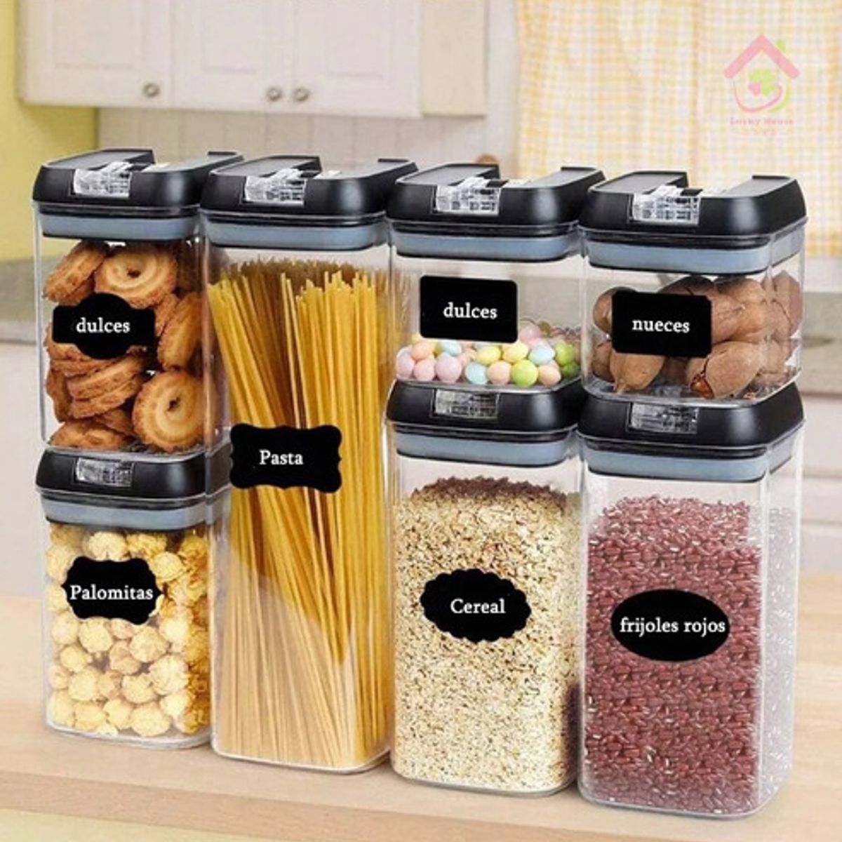 GENERICO - Set 7 Contenedor Frascos Tarros Tapa Plastico