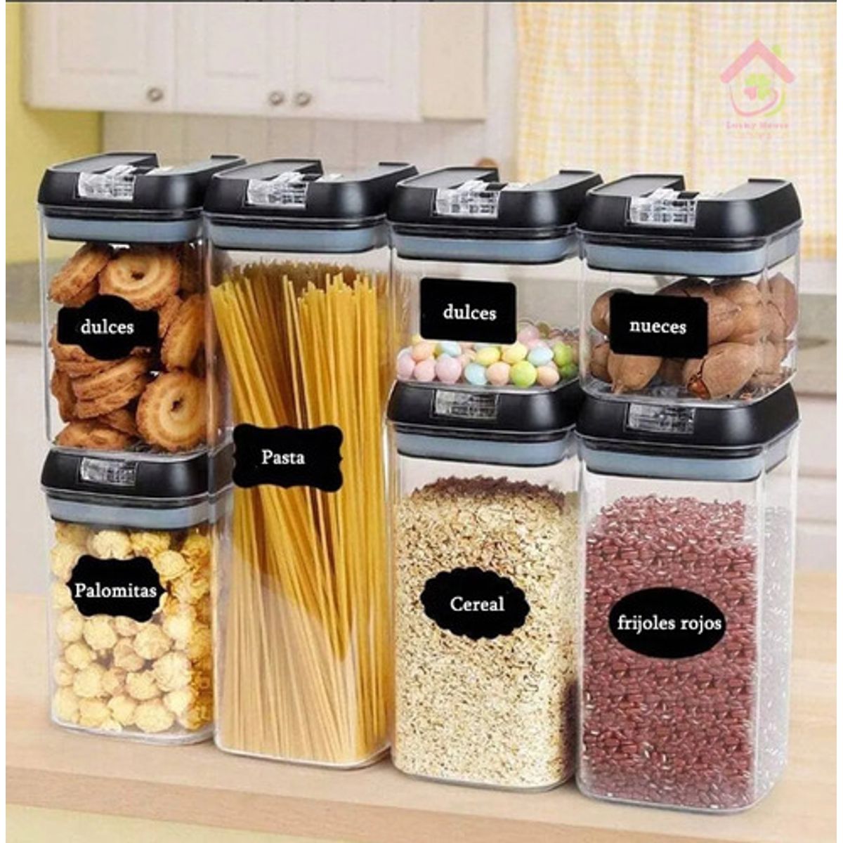 GENERICO - Set 7 Contenedor Frascos Tarros Tapa Plastico