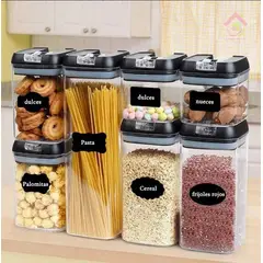 GENERICO - Set 7 Contenedor Frascos Tarros Tapa Plastico