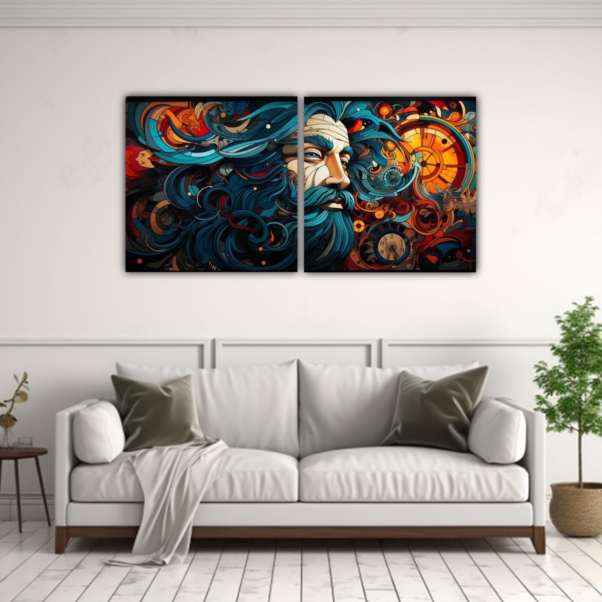 GENERICO - Diptico De Arte Abstracto Geométrico Moderno Y 100x50 Cm