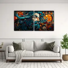 GENERICO - Diptico De Arte Abstracto Geométrico Moderno Y 100x50 Cm