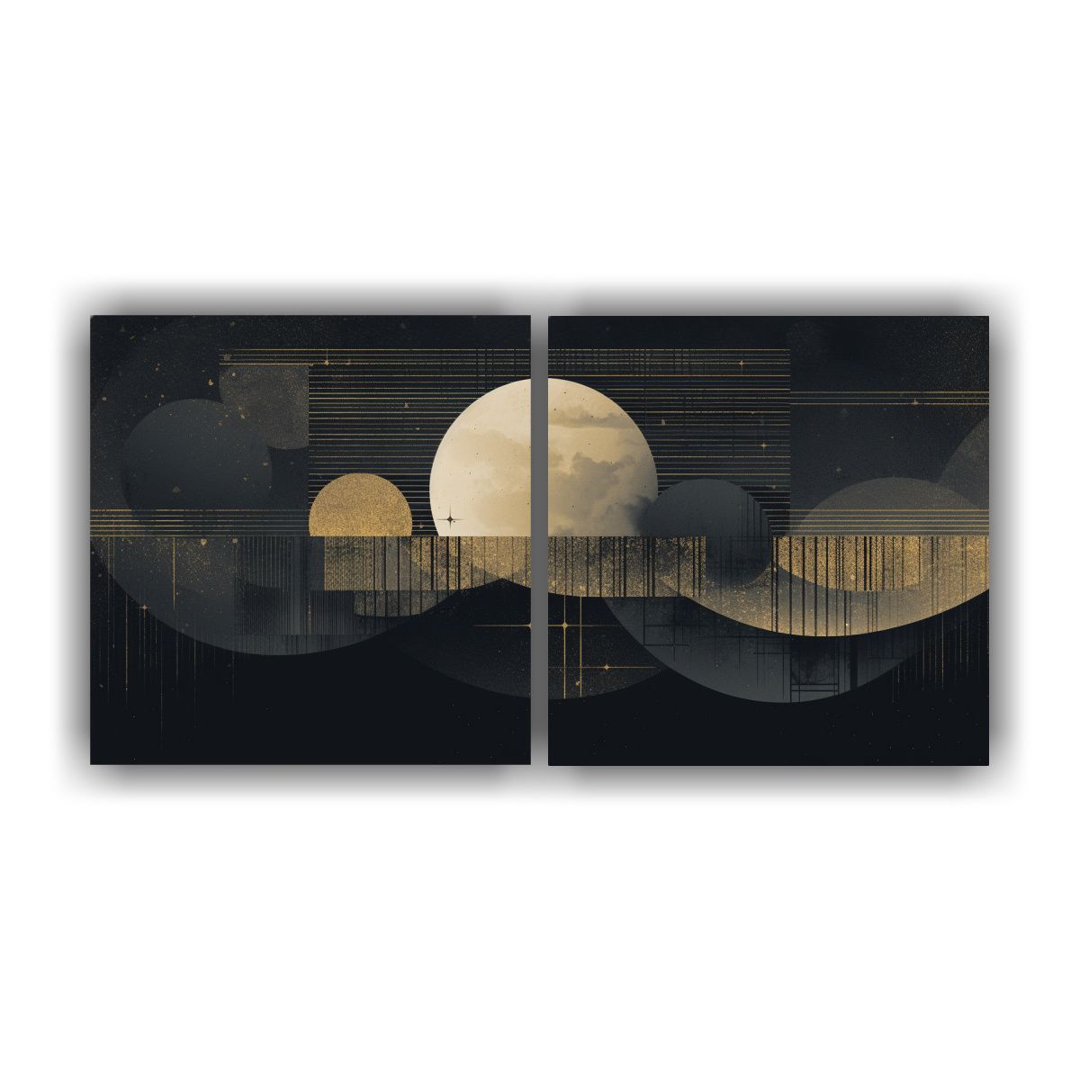 GENERICO - Luna Dorada Enmarcada Estilo Monocromático 100x50 Cm