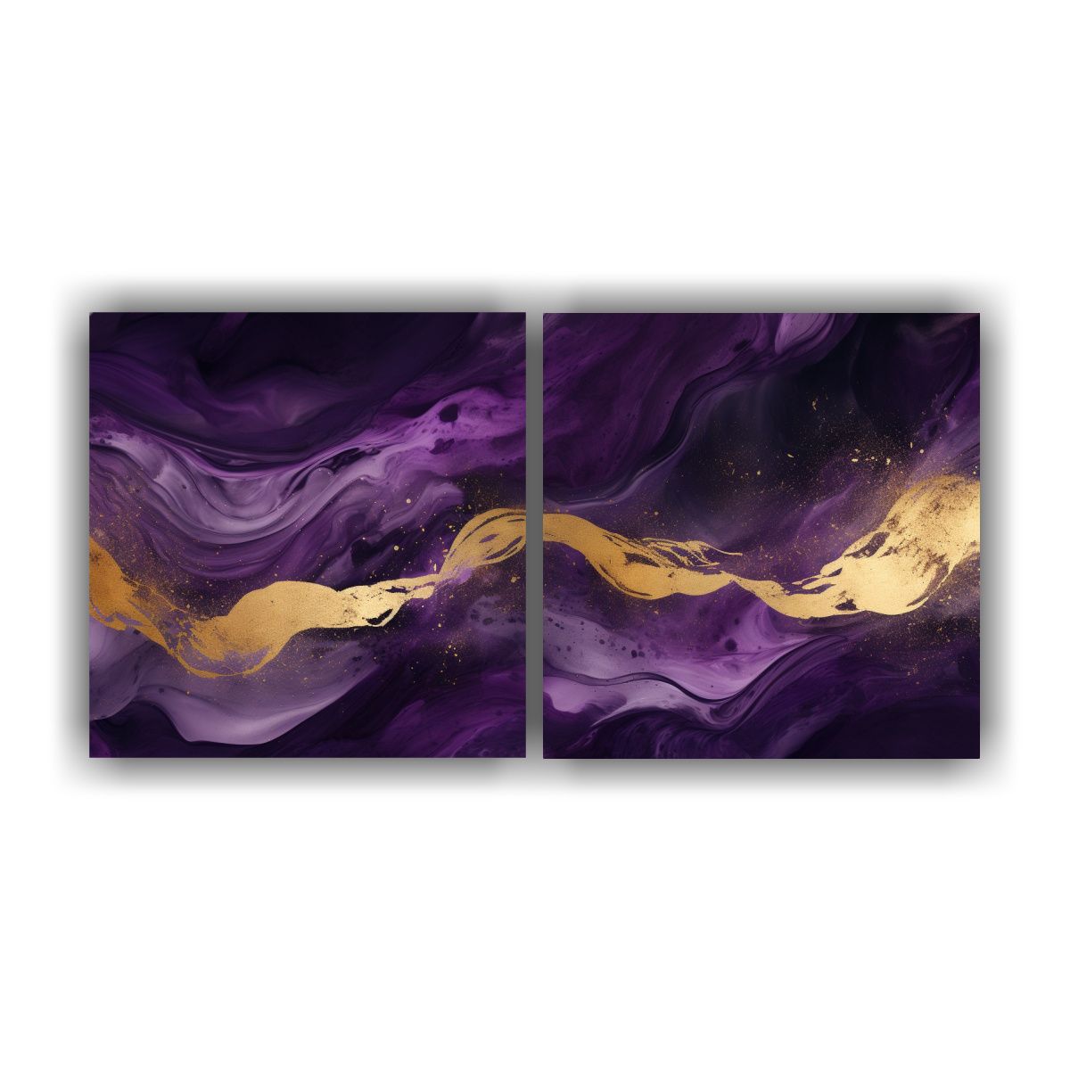 GENERICO - Diptico Decorativo Personalidad Oro Y Púrpura 100x50 Cm