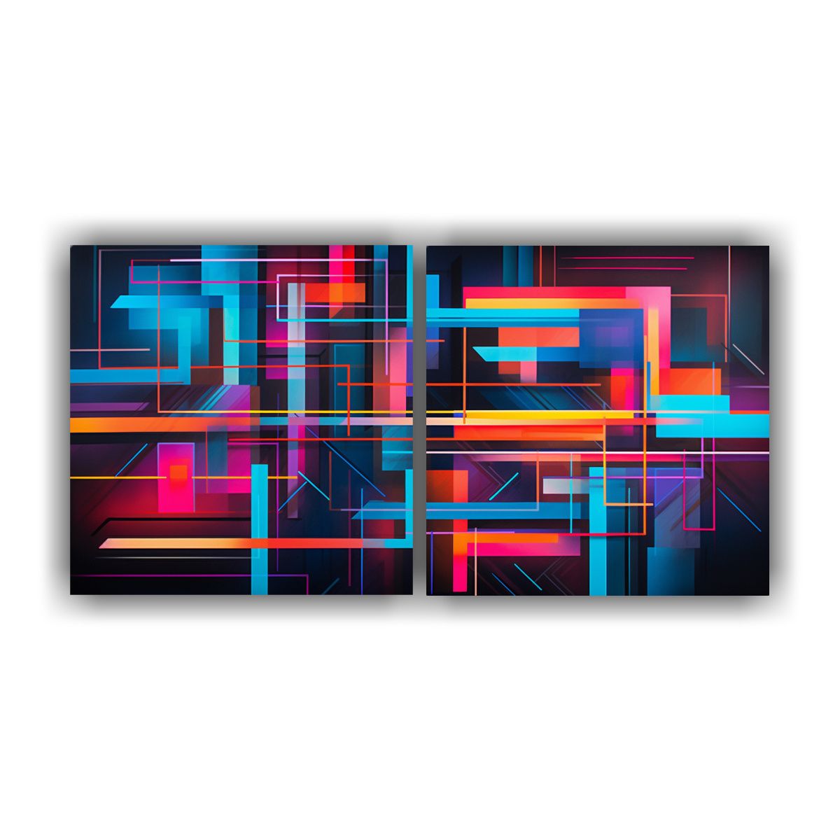 GENERICO - Set 2 Cuadros Movimiento Estrellados Abstracción 80x40 Cm