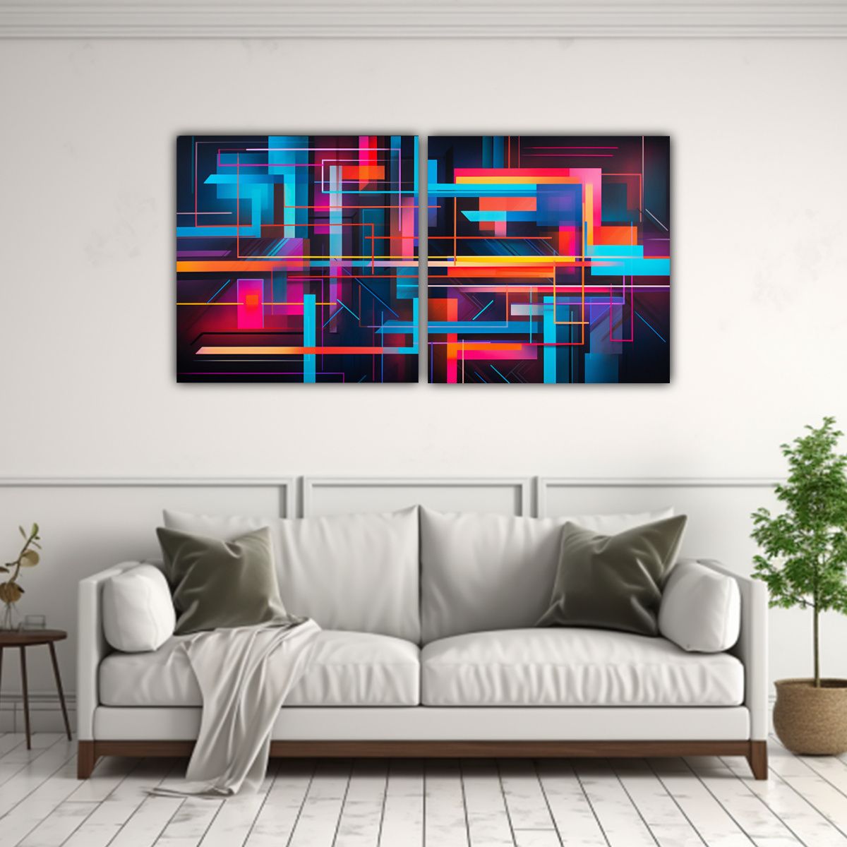 GENERICO - Set 2 Cuadros Movimiento Estrellados Abstracción 80x40 Cm