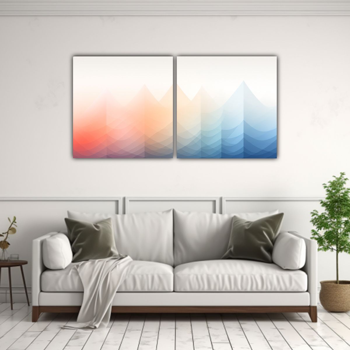 GENERICO - Set 2 Lienzos Tela Obra Maestra Geometrica 80x40 Cm