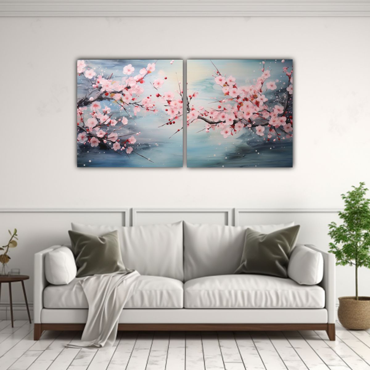 GENERICO - Cuadro Decorativo Con Flores De Cerezo Flotando 80x40 Cm