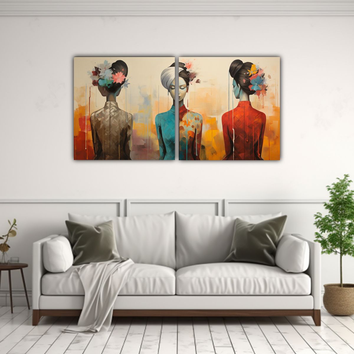 GENERICO - Cuadros Abstractos De Meninas En Bastidor Impreso 60x30 Cm