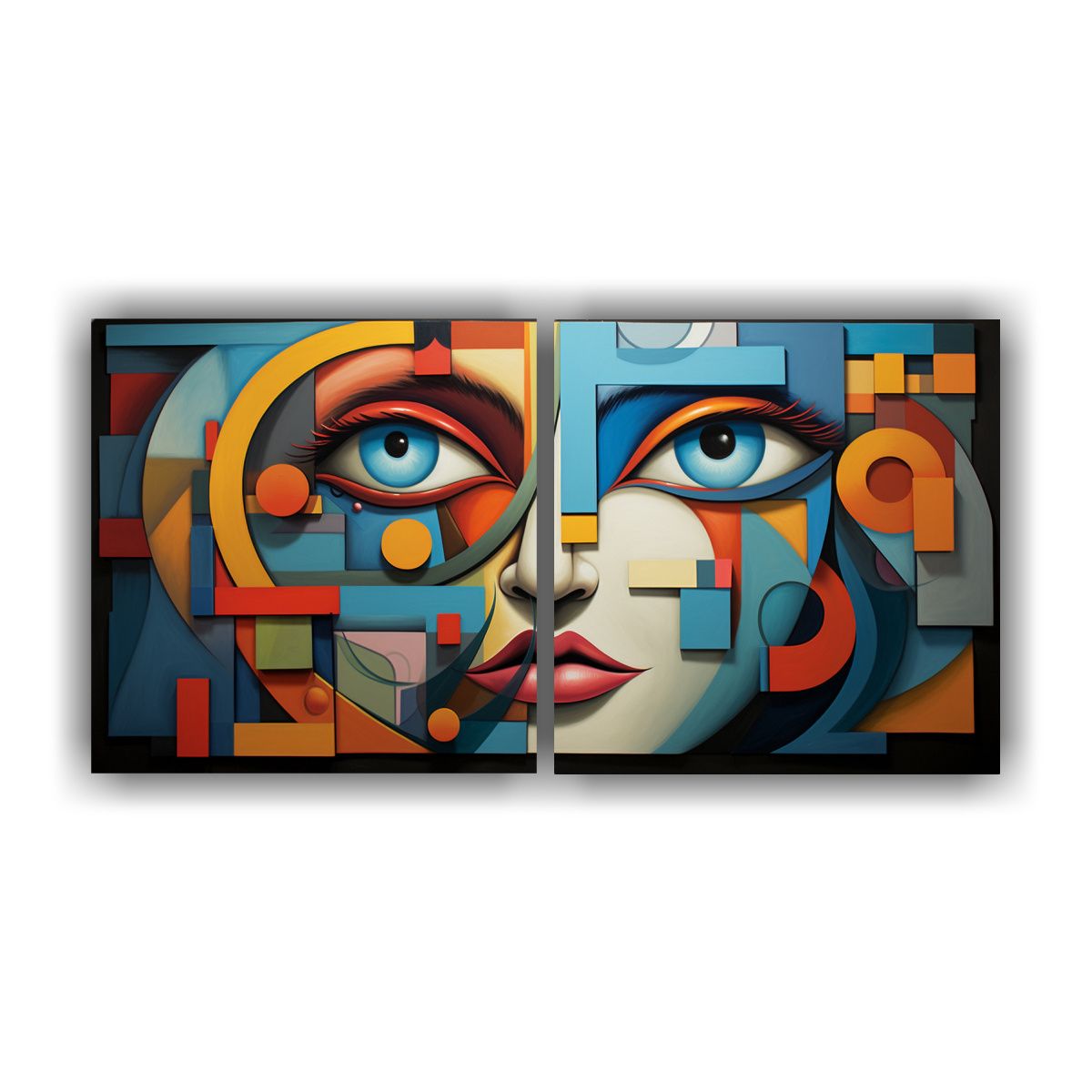 GENERICO - Set 2 Cuadro Abstracto De Alta Calidad Con Formas 80x40 Cm