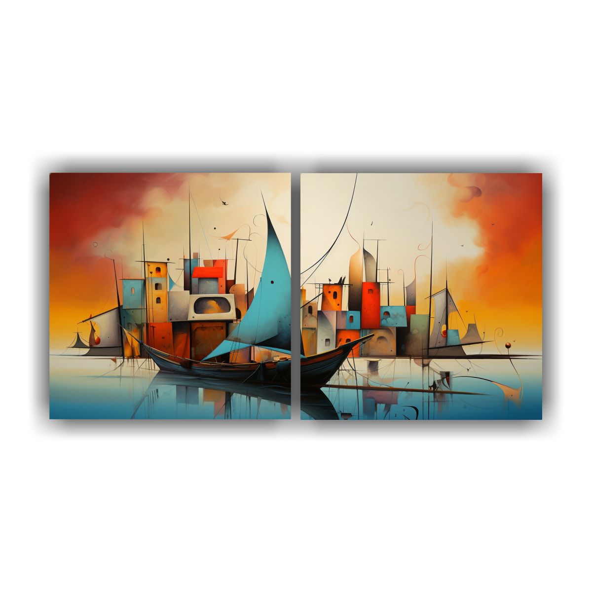 GENERICO - Cuadros Abstractos De Barcos Inspiración 100x50 Cm
