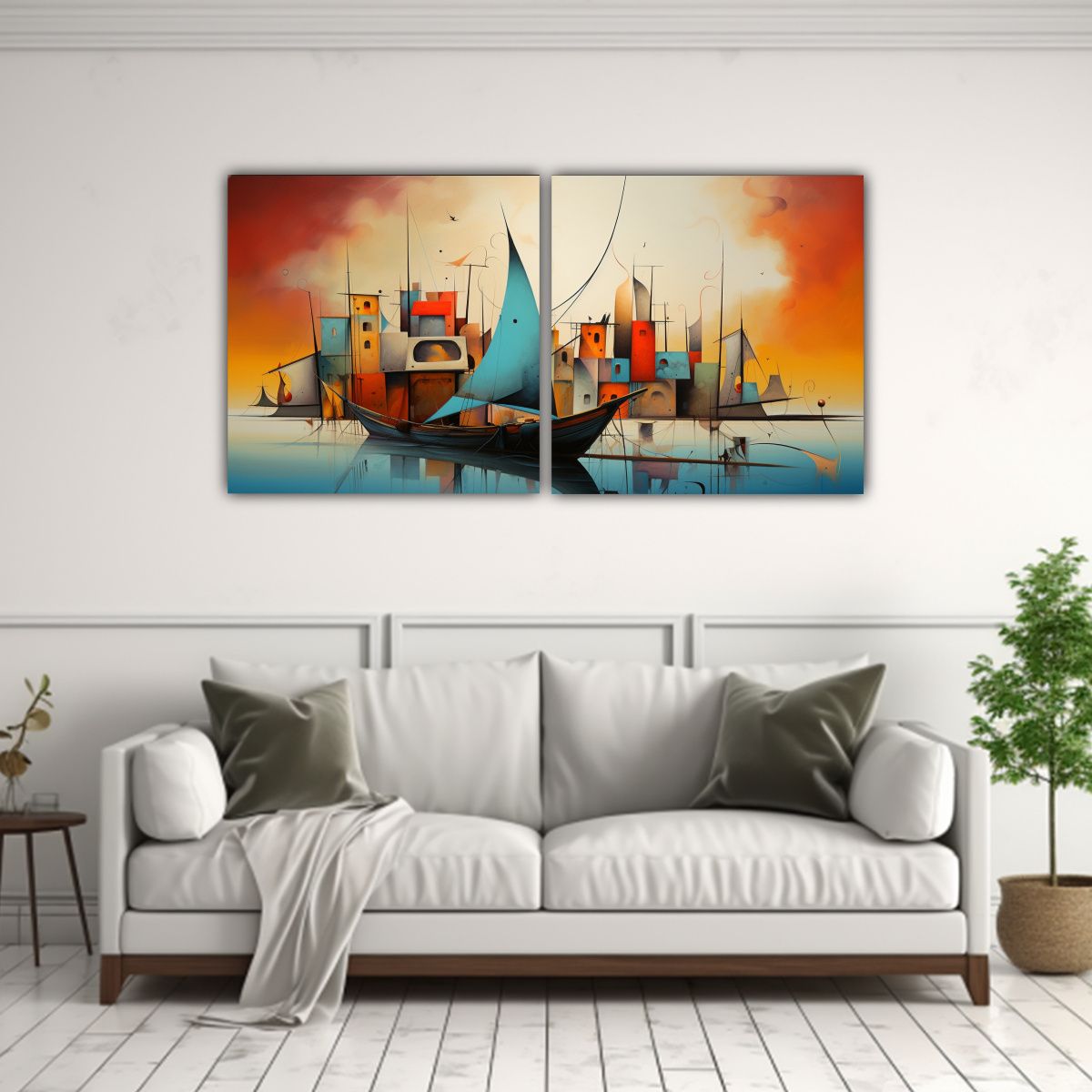GENERICO - Cuadros Abstractos De Barcos Inspiración 100x50 Cm