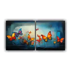 GENERICO - Cuadros Abstractos Modernos Con Mariposas En Set 100x50 Cm