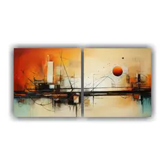 GENERICO - Cuadros Abstractos Con Enigmáticas Líneas Finas 60x30 Cm