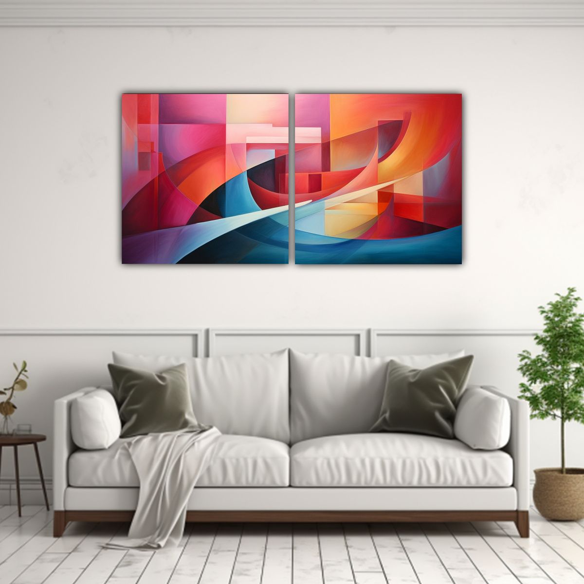 GENERICO - Cuadros Abstractos En Tonos Pastel Para Una 80x40 Cm