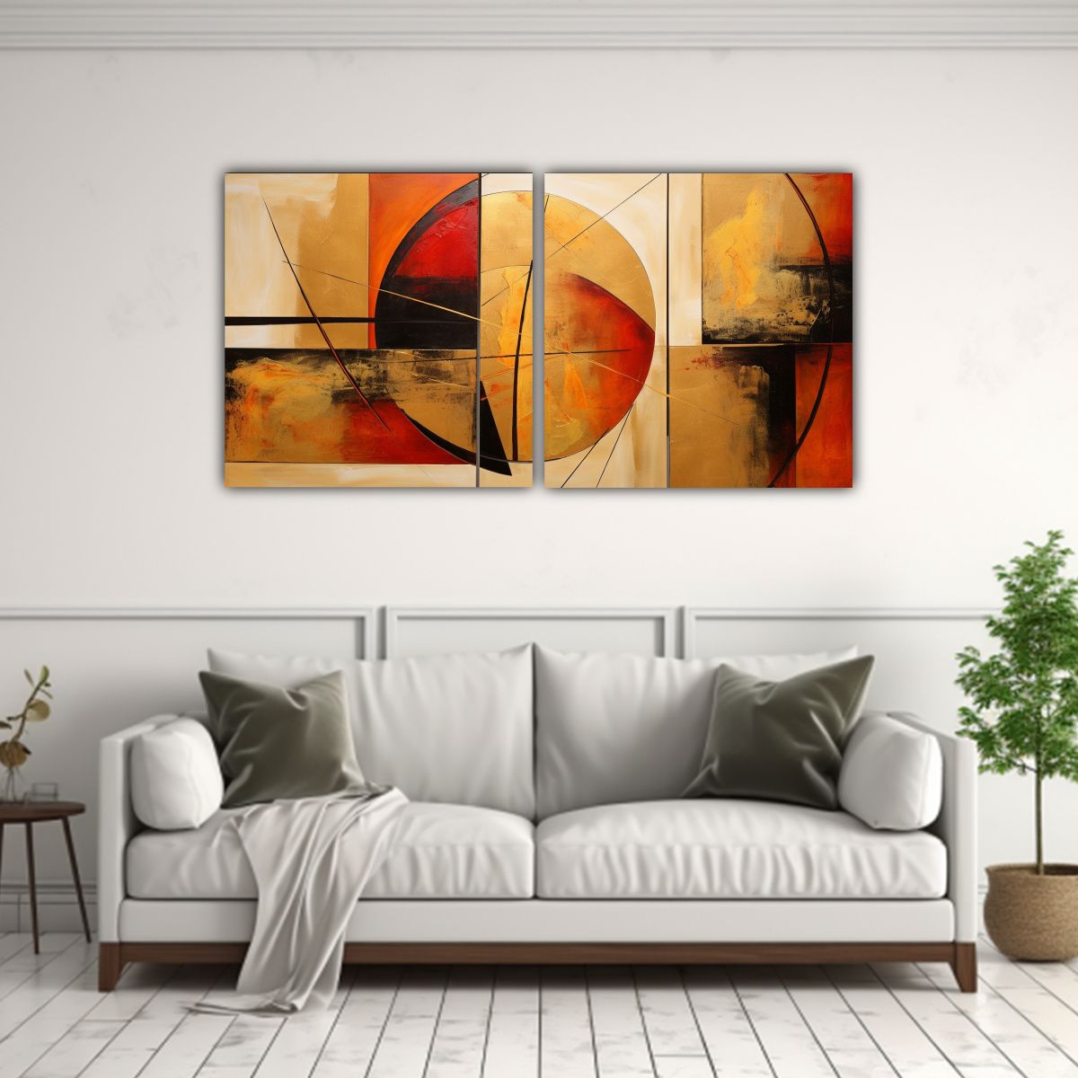 GENERICO - Cuadros Abstractos Con Dorado Para Interiores 100x50 Cm