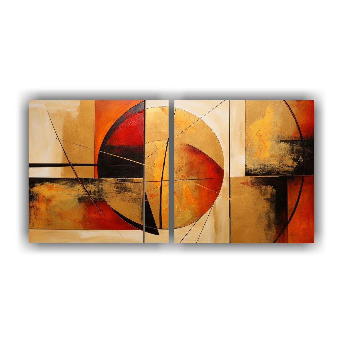 GENERICO - Cuadros Abstractos Con Dorado Para Interiores 60x30 Cm